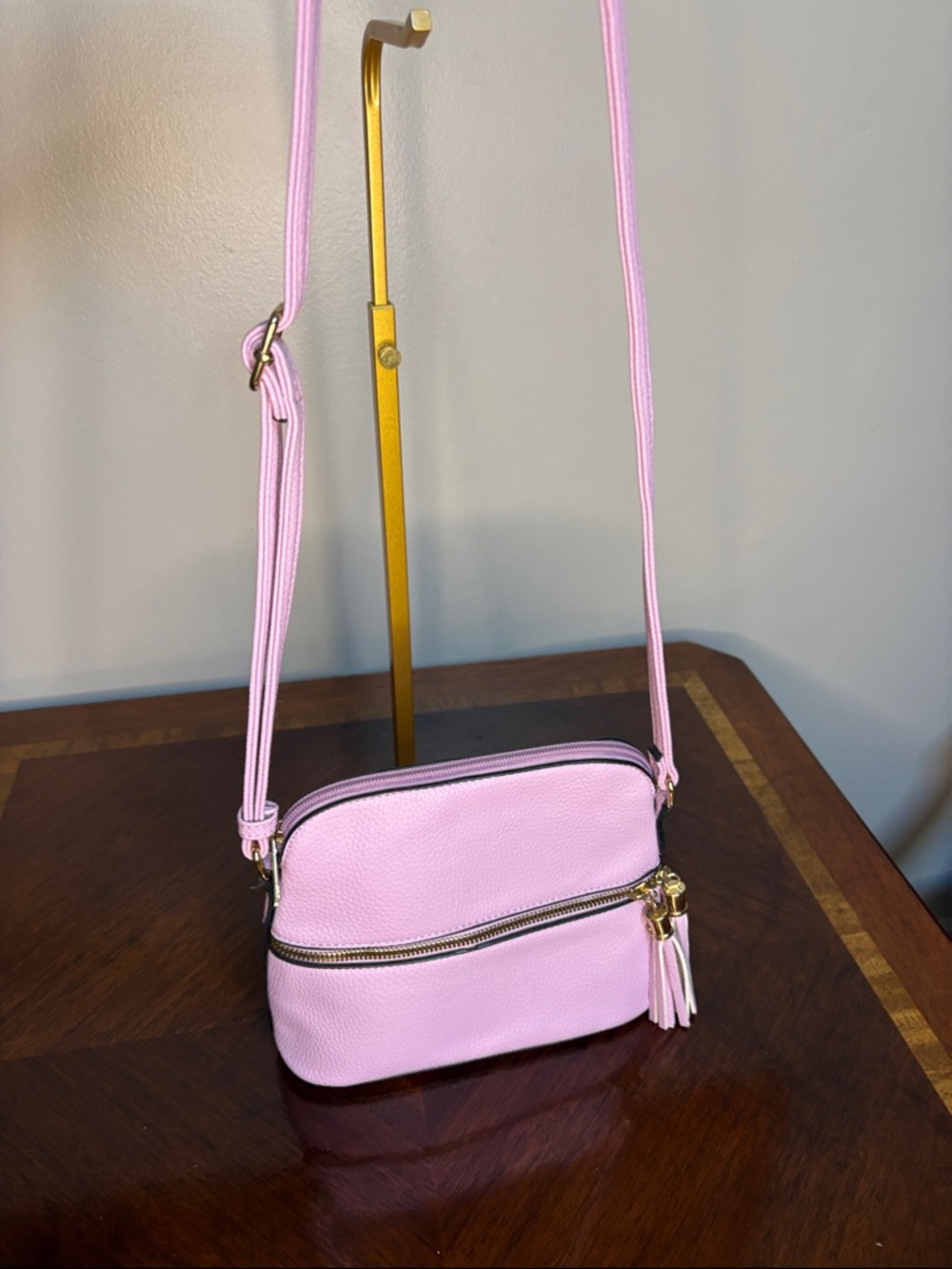 Lavender Crossbody Bag with Tassel Accent - Picture 2 of 7